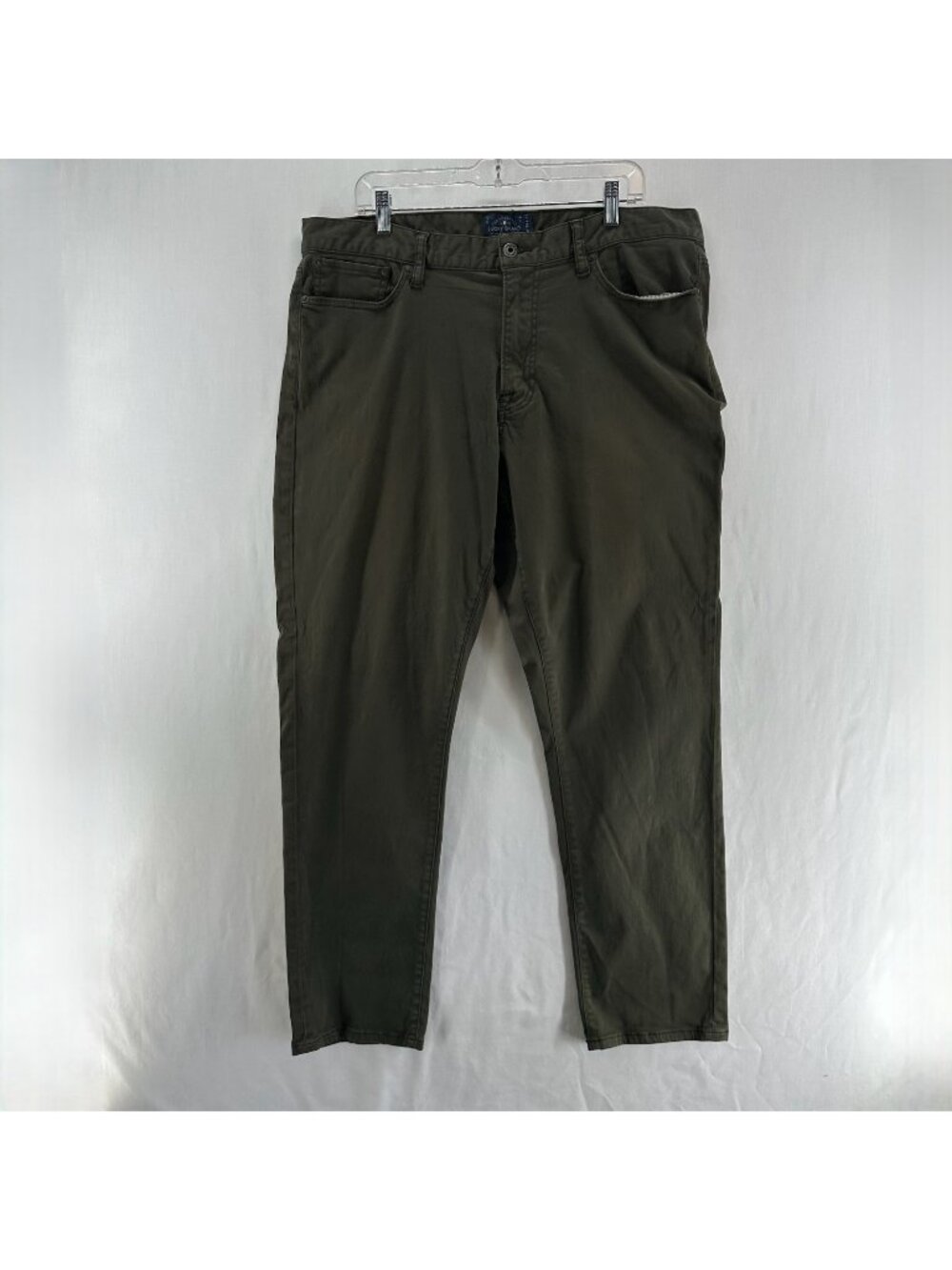 Lucky Brand Casual Pants Mens 38x32 Stretch 5-Pocket Chinos Straight Olive Green
